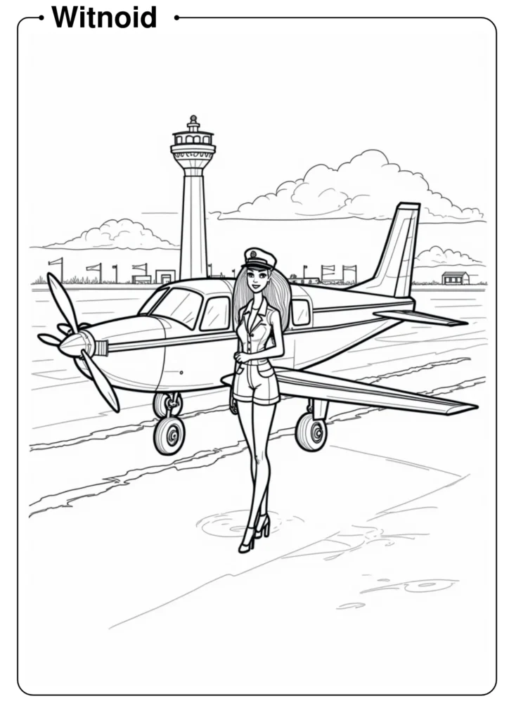 Pilot Barbie with Airplane